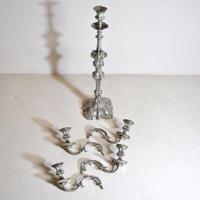 Pewter 5-Arm Candleholder, 1940s-JQO-847011