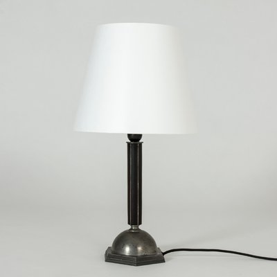 Pewter and Ebony Table Lamp from C. G. Hallberg, 1930s-NL-675797