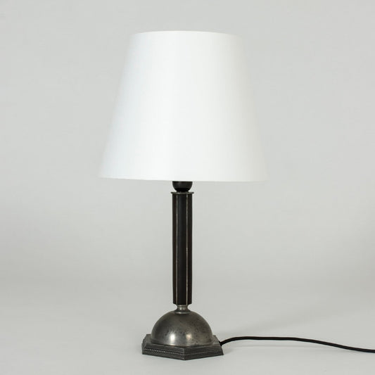 Pewter and Ebony Table Lamp from C. G. Hallberg, 1930s