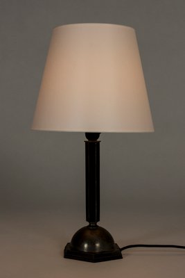 Pewter and Ebony Table Lamp from C. G. Hallberg, 1930s-NL-675797