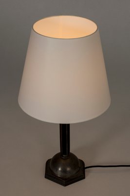 Pewter and Ebony Table Lamp from C. G. Hallberg, 1930s-NL-675797