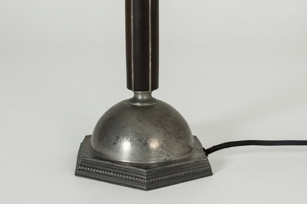 Pewter and Ebony Table Lamp from C. G. Hallberg, 1930s-NL-675797