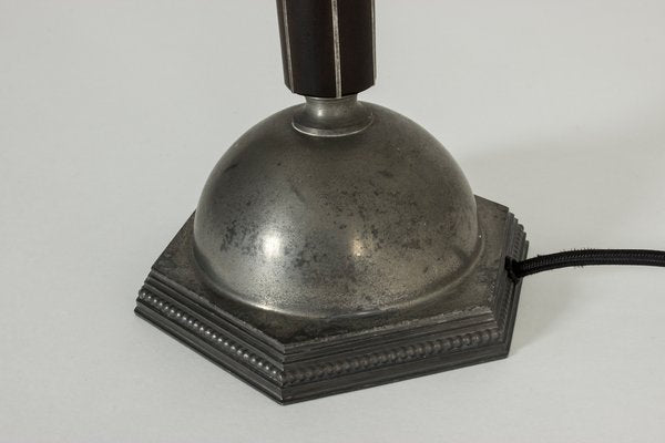 Pewter and Ebony Table Lamp from C. G. Hallberg, 1930s-NL-675797