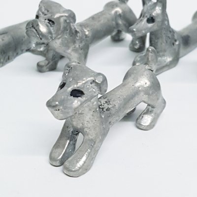 Pewter Dog Breed Kniferests by Les Étains De La Fountain, 1970s, Set of 6-FYN-2016562