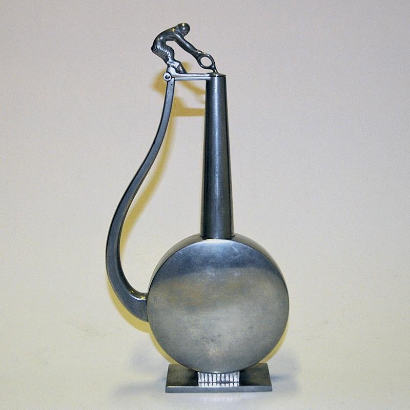 Pewter Jug with a Faun Lid Top from Gab Tenn, Sweden, 1933