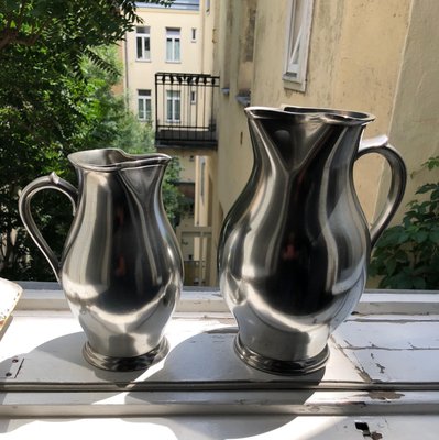 Pewter Wine Jugs, 1837, Set of 2-BAF-970834