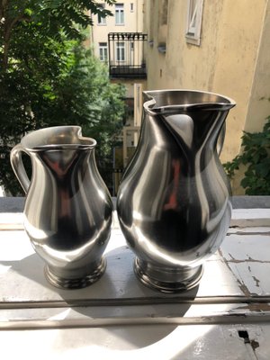 Pewter Wine Jugs, 1837, Set of 2-BAF-970834