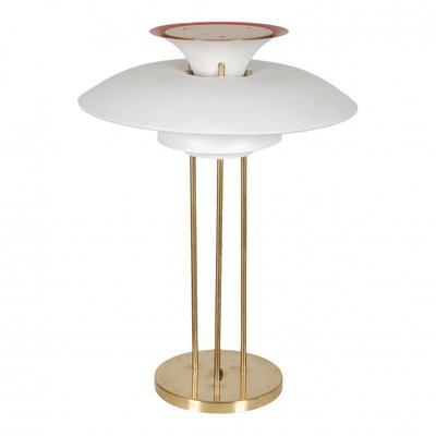 PH-5 Brass Table Lamp with White Shades by Poul Henningsen, 1970s-MTD-1400870