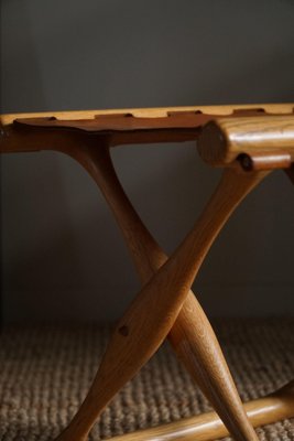 PH41 Folding Stool in Oak and Leather by Poul Hundevad, 1960s-MXF-1764201