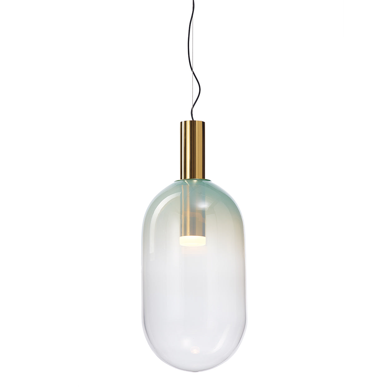 Phenomena - Capsule Blown glass pendant lamp by Bomma #mint green/gold