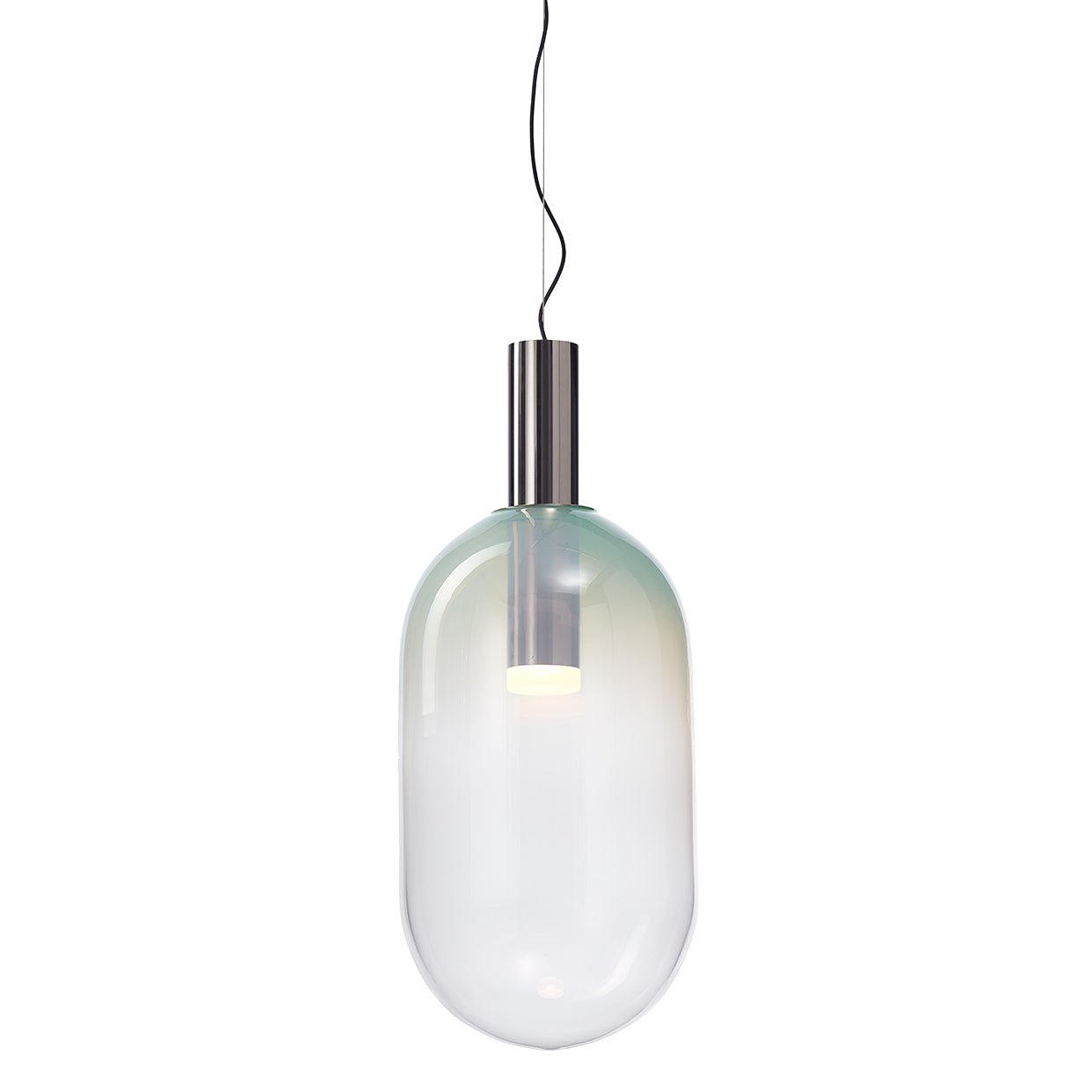 Phenomena - Capsule Blown glass pendant lamp by Bomma #mint green/silver