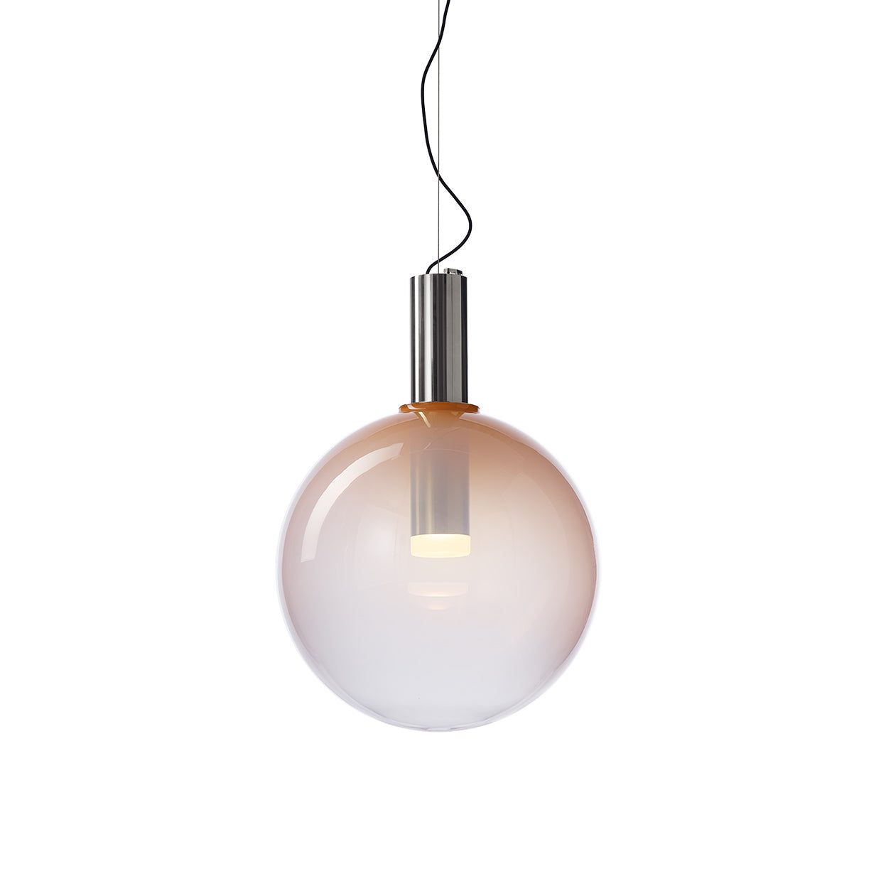 Phenomena - Large Sphere Blown glass pendant lamp by Bomma #flamingo pink/silver