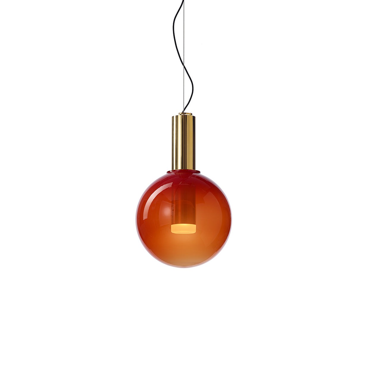 Phenomena - Small Sphere Blown glass pendant lamp by Bomma #ferrari red/gold