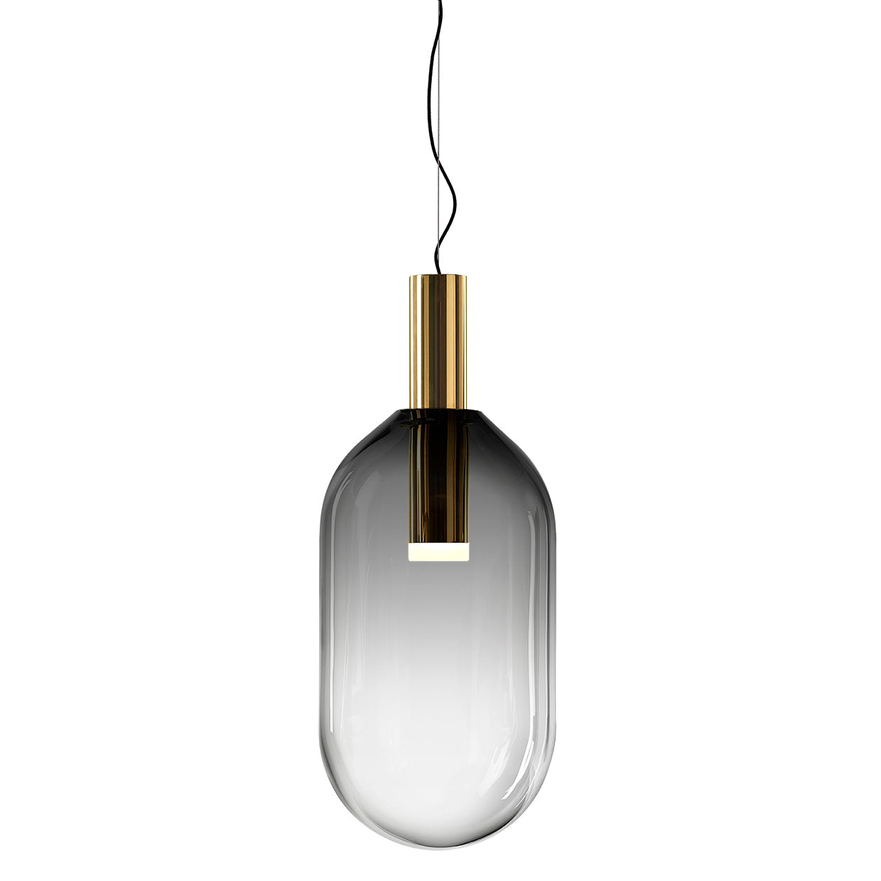 Phenomena - Capsule Blown glass pendant lamp by Bomma #smoke/gold