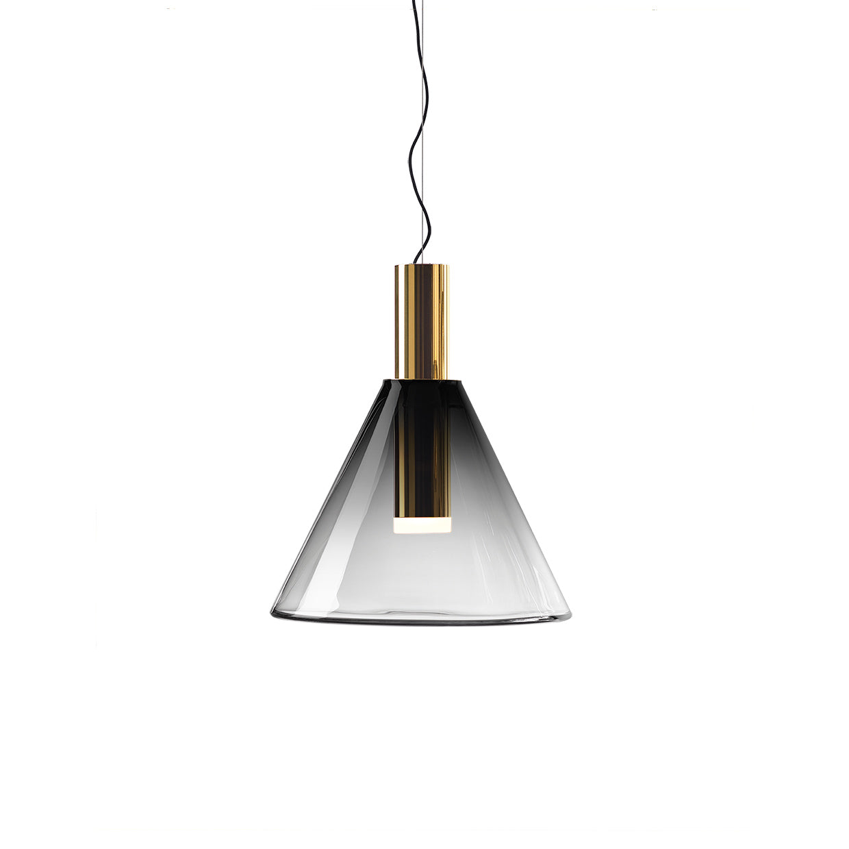 Phenomena - Cone Blown glass pendant lamp by Bomma #smoke/gold