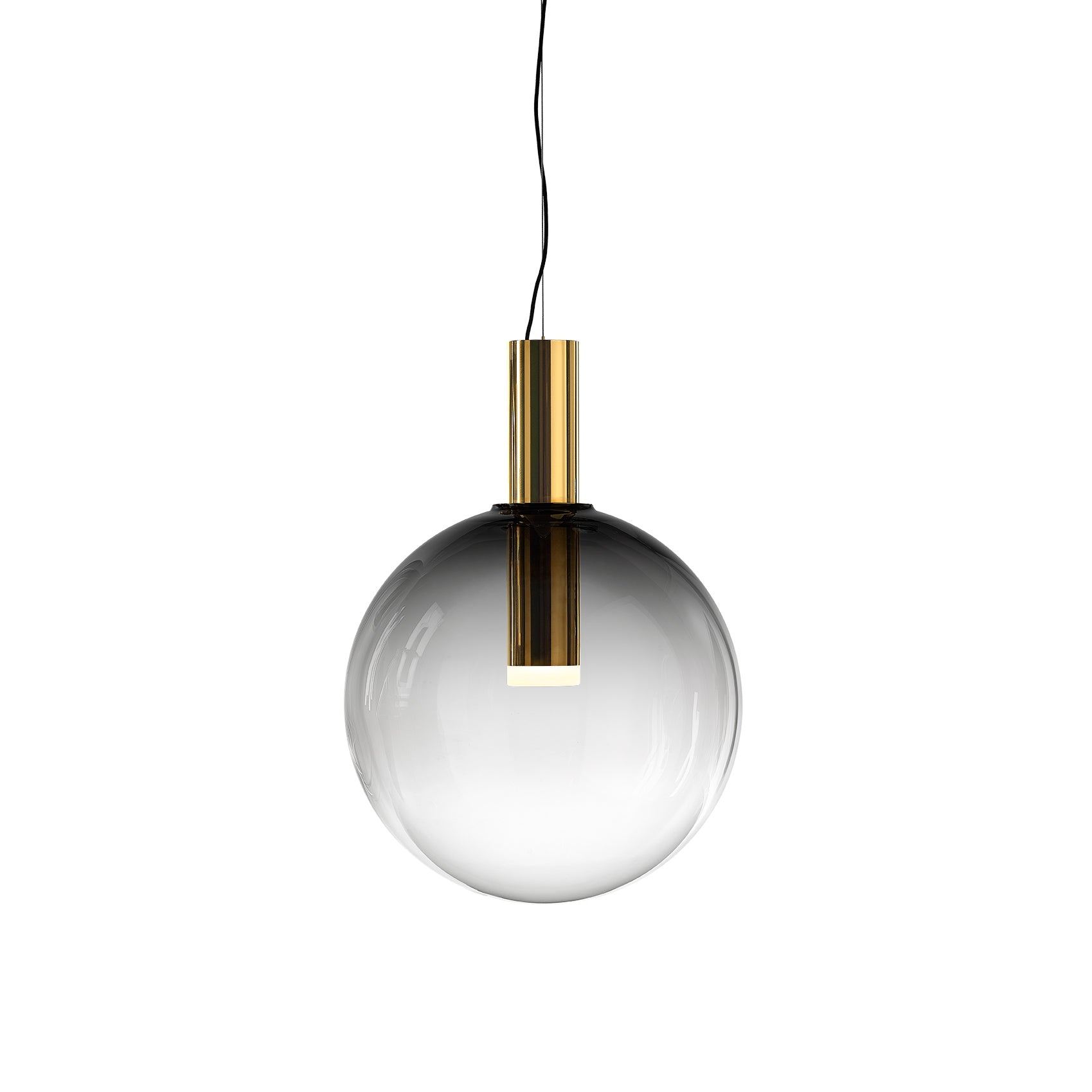 Phenomena - Large Sphere Blown glass pendant lamp by Bomma #smoke/gold