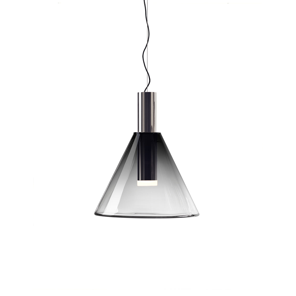 Phenomena - Cone Blown glass pendant lamp by Bomma #smoke/silver