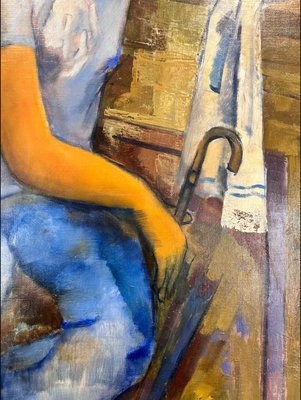 Philippe Ancellin, Pensive in Blue, 1980s, Oil on Canvas-QOR-2026901