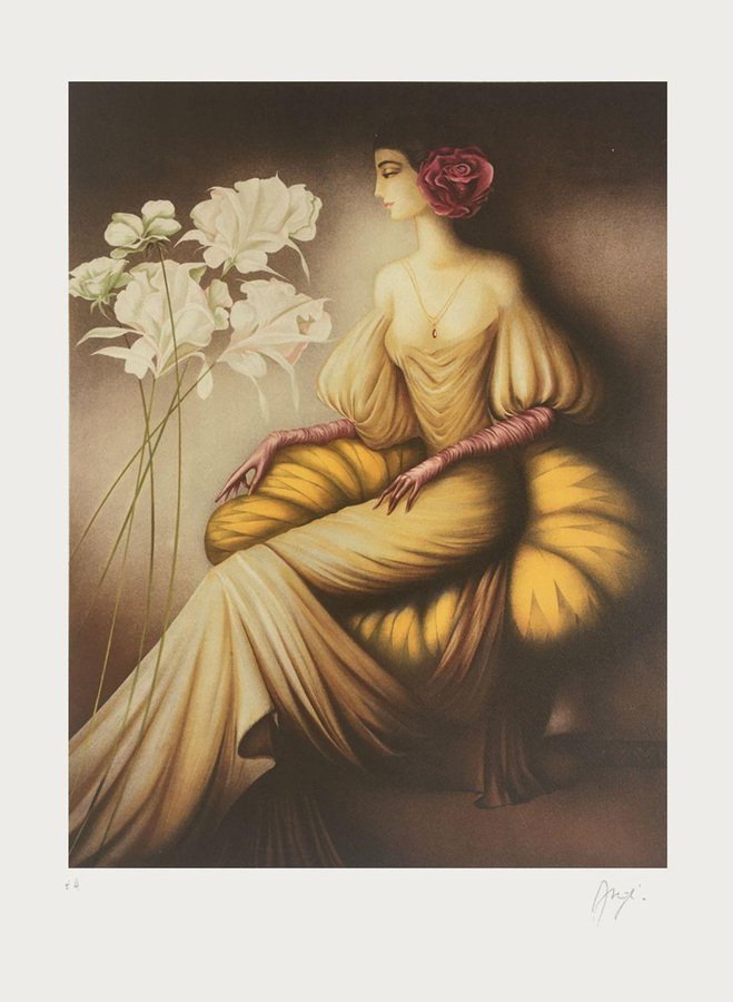 Philippe Augé, Femme À La Rose, 1985, Lithograph on Arches Paper