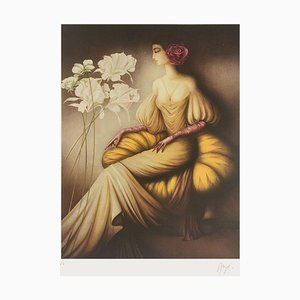 Philippe Augé, Femme À La Rose, 1985, Lithograph on Arches Paper-FMZ-1124965