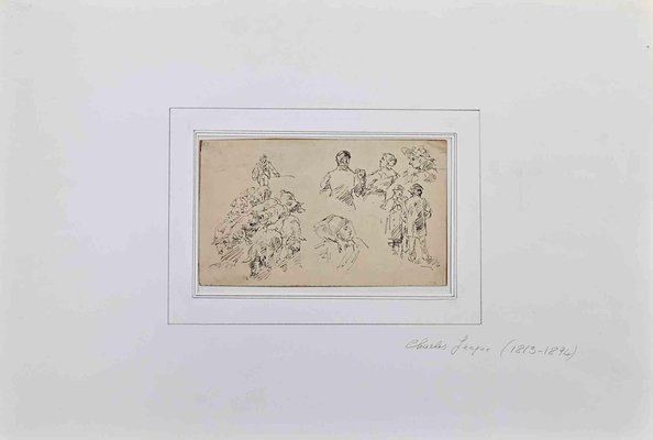 Philippe Charles Jacquet, Figures, Original Drawing on Paper, Mid 19th-Century-ZCI-1362620