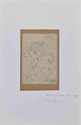 Philippe Charles Jacquet, Fisherman, Original Drawing on Paper, Mid 19th-Century-ZCI-1362618