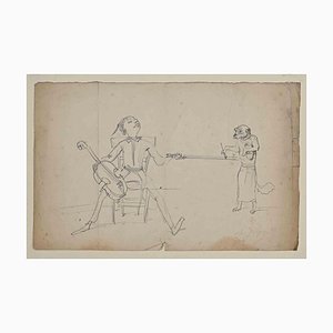 Philippe Charles Jacquet, Musician, Original Drawing on Paper, Mid 19th-Century-ZCI-1362619