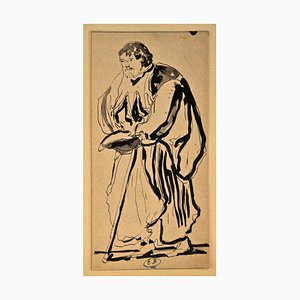 Philosopher - Original China Ink drawing by E. Berman - 1940 ca. 1940 ca.-ZCI-757036