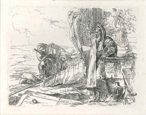 Philosopher Standing with Two Figures - Original Etching by G.B. Tiepolo 1740s-ZCI-756173