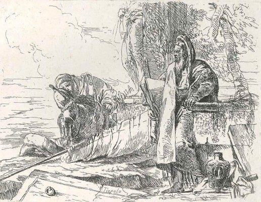 Philosopher Standing with Two Figures - Original Etching by G.B. Tiepolo 1740s-ZCI-756173