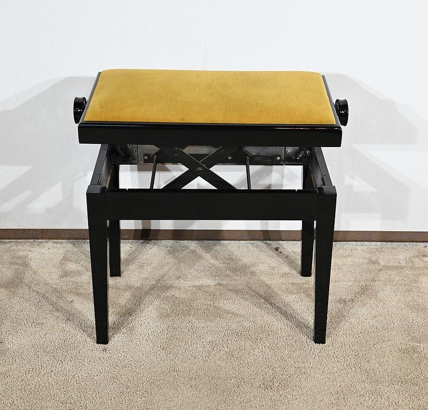 Piano Bench in Black Lacquered Wood, 1970s