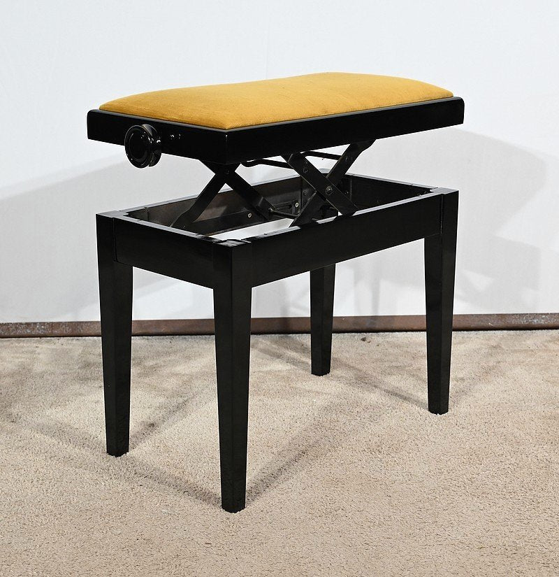 Piano Bench in Black Lacquered Wood, 1970s