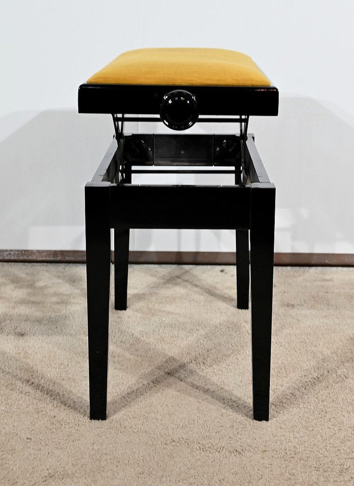 Piano Bench in Black Lacquered Wood, 1970s