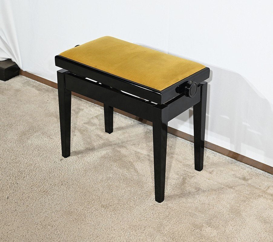 Piano Bench in Black Lacquered Wood, 1970s