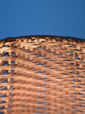 Piano Lamp with Lampshade in Rattan, 1960s-QWP-1740853