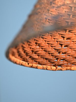 Piano Lamp with Lampshade in Rattan, 1960s-QWP-1740853