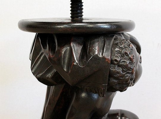 Piano Stool in Blackened & Patinated Wood, 19th Century-RVK-1009977