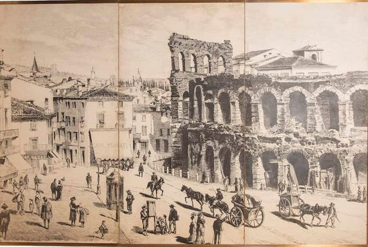 Piazza Bra in Verona, 1870, Photographic Print