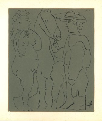 Picador, Femme et Cheval - Original Linocut After Pablo Picasso - 1962 1962-ZCI-758632