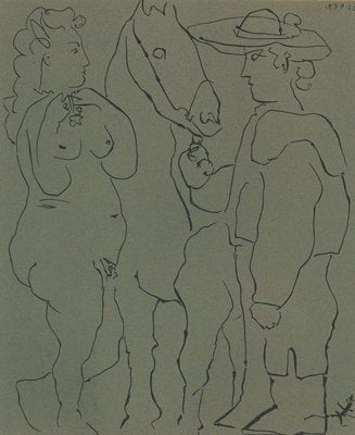 Picador, Femme et Cheval - Original Linocut After Pablo Picasso - 1962 1962-ZCI-758632