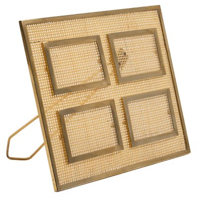 Picture Frame in Acrylic Glass, Wicker and Brass in the style of Christian Dior, Italy, 1970s-LYQ-2020939