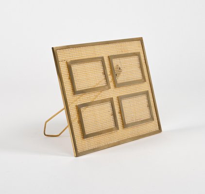 Picture Frame in Acrylic Glass, Wicker and Brass in the style of Christian Dior, Italy, 1970s-LYQ-2020939