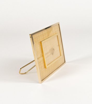 Picture Frame in Acrylic Glass, Wicker and Brass in the style of Christian Dior, Italy, 1970s-LYQ-2020941