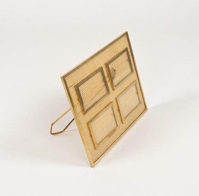 Picture Frame in Acrylic Glass, Wicker and Brass in the style of Christian Dior, Italy, 1970s-LYQ-2020939