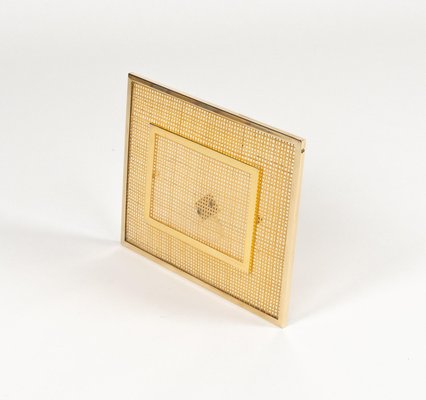 Picture Frame in Acrylic Glass, Wicker and Brass in the style of Christian Dior, Italy, 1970s-LYQ-2020941