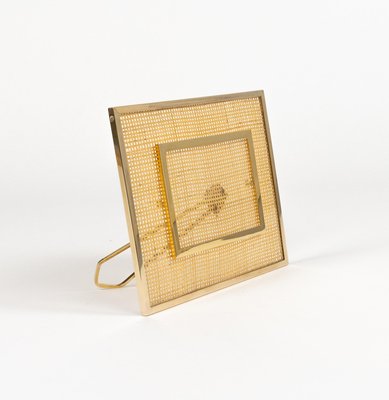 Picture Frame in Acrylic Glass, Wicker and Brass in the style of Christian Dior, Italy, 1970s-LYQ-2020941