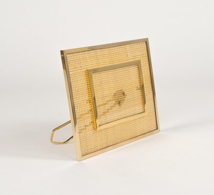 Picture Frame in Acrylic Glass, Wicker and Brass in the style of Christian Dior, Italy, 1970s-LYQ-2020941