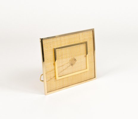 Picture Frame in Acrylic Glass, Wicker and Brass in the style of Christian Dior, Italy, 1970s-LYQ-2020941