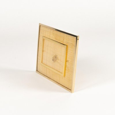 Picture Frame in Acrylic Glass, Wicker and Brass in the style of Christian Dior, Italy, 1970s-LYQ-2020941