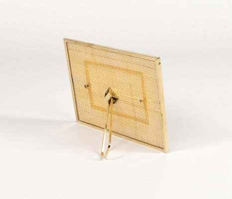 Picture Frame in Acrylic Glass, Wicker and Brass in the style of Christian Dior, Italy, 1970s-LYQ-2020941